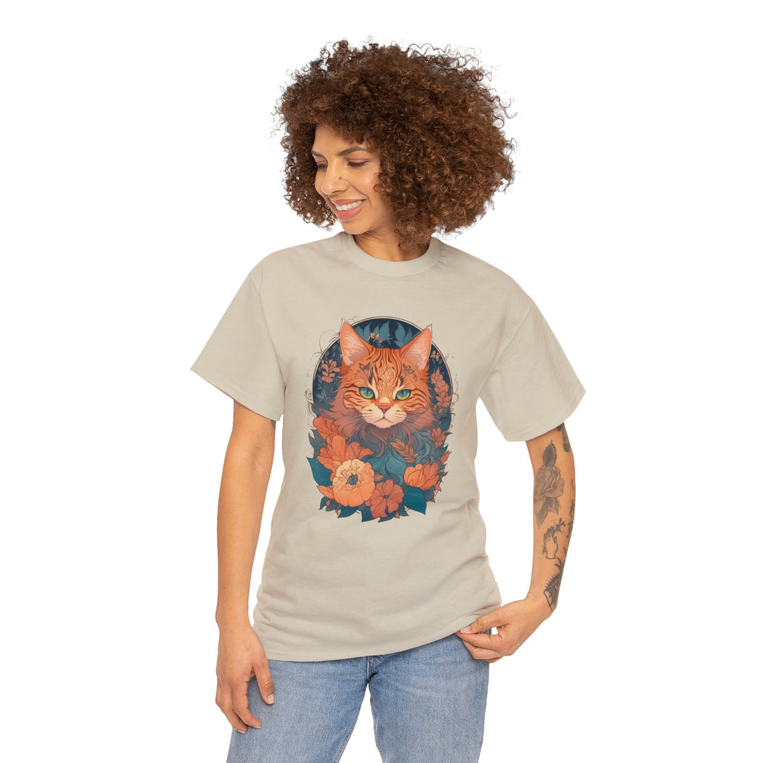 Garden Gaze Cat Petals and Paws T-shirt - Blooming Cat