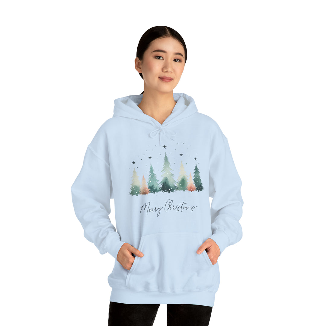 Star & Snow Cute Christmas Trees Unisex Hoodie - Wave Fusions