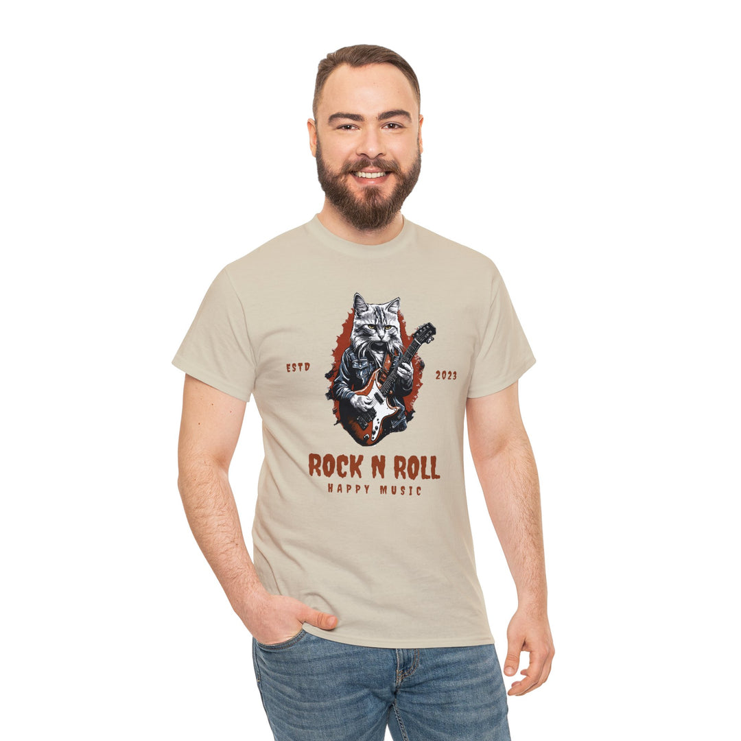 Rock N Roll Cat Guitarist T-Shirt - Happy Tunes