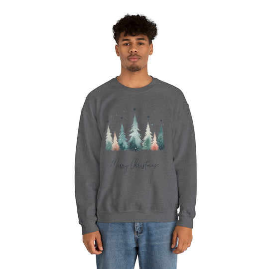 Stars & Snow Cute Christmas Trees Unisex Sweatshirt - Wave Fusions