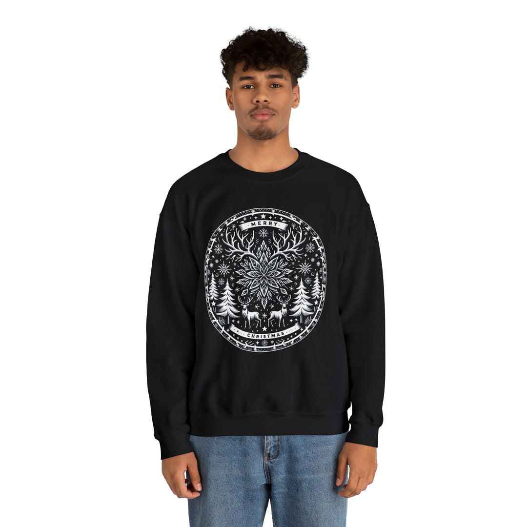 Snowflake Majesty Christmas Medallion Unisex Sweatshirt - Wave Fusions