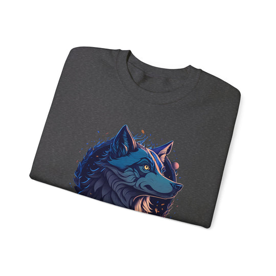 Lone Wolf Majesty Sweatshirt- Vibrant Wilderness