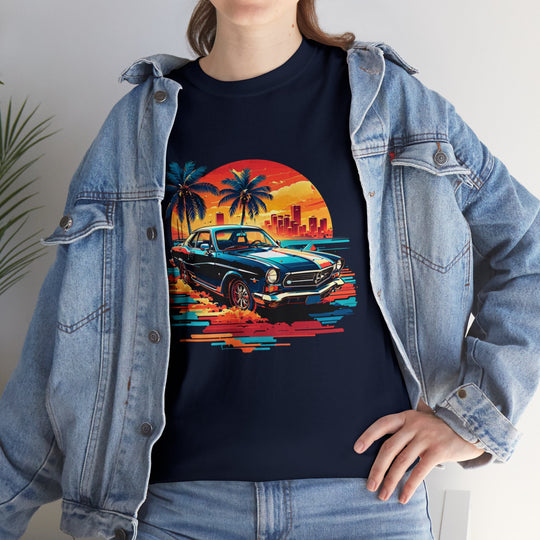 Classic Car Beach Sunset T-shirt   - Vintage City Fashion