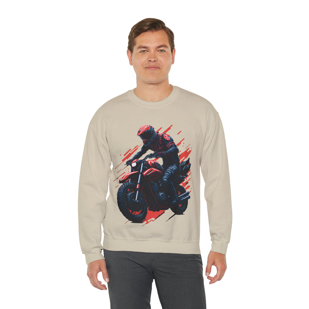 Biker Unisex Heavy Blend Crewneck Sweatshirt - Wave Fusions