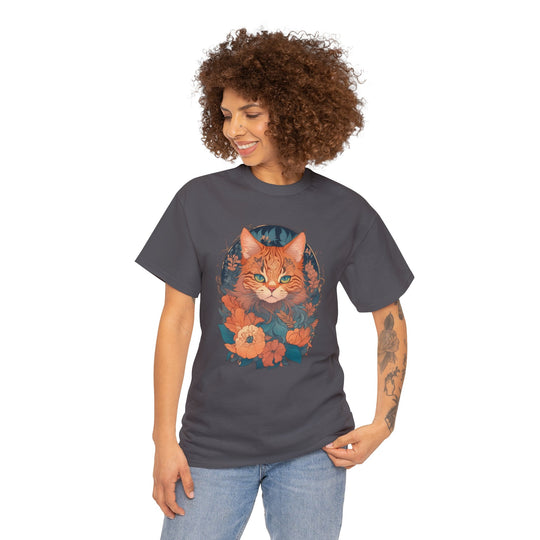 Garden Gaze Cat Petals and Paws T-shirt - Blooming Cat