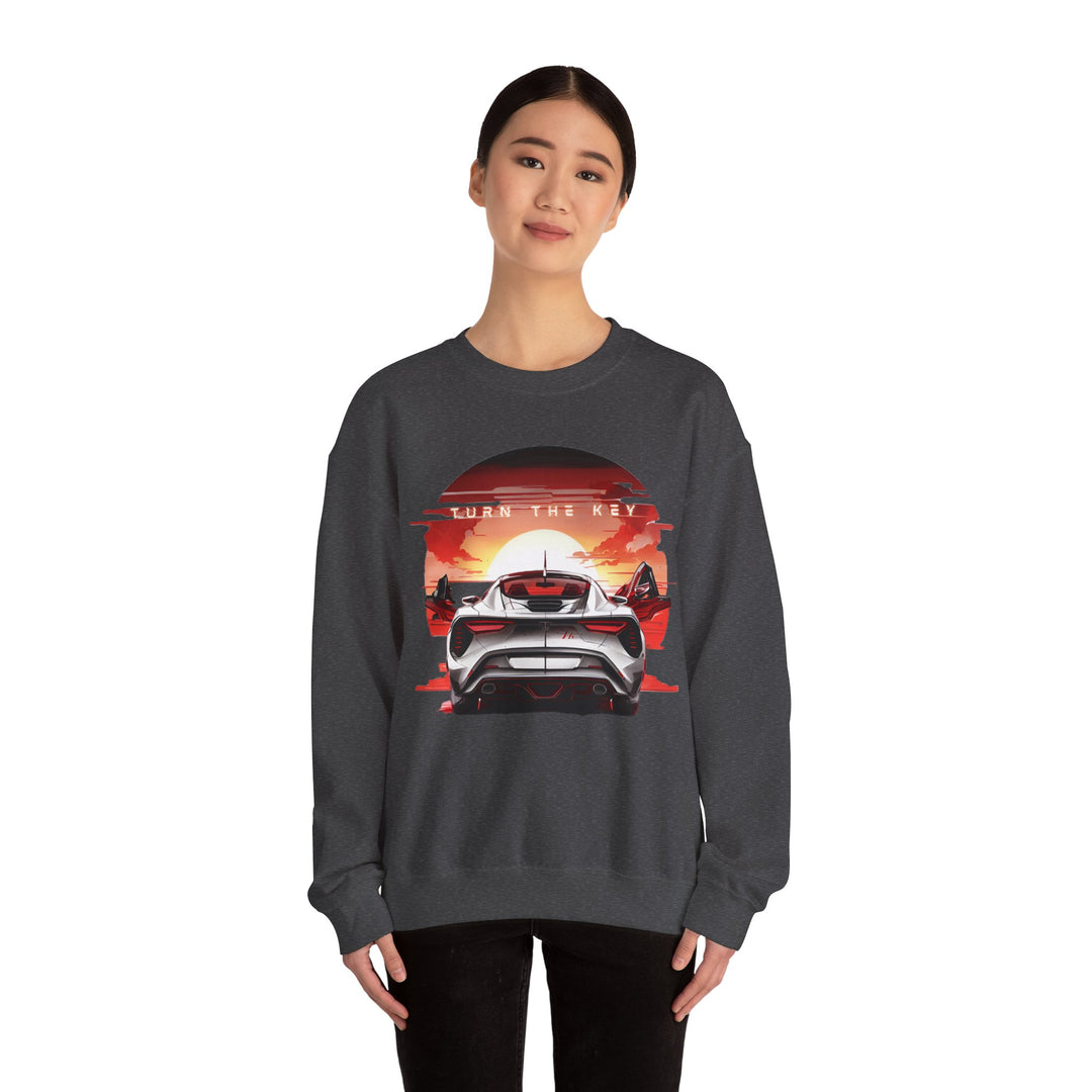 Turn the Key Redline Sunset Escape Sweatshirt - Wave Fusions Thrill Seeker Collection