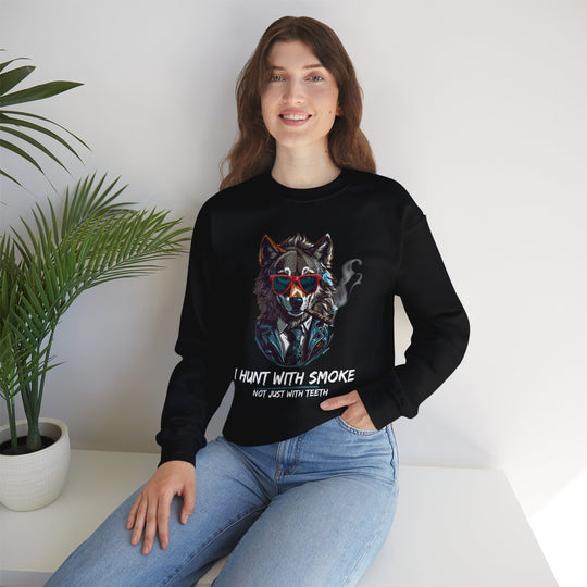 Cool Wolf Legend Sweatshirt - I Hunt With Smoke Not Just With Teeth