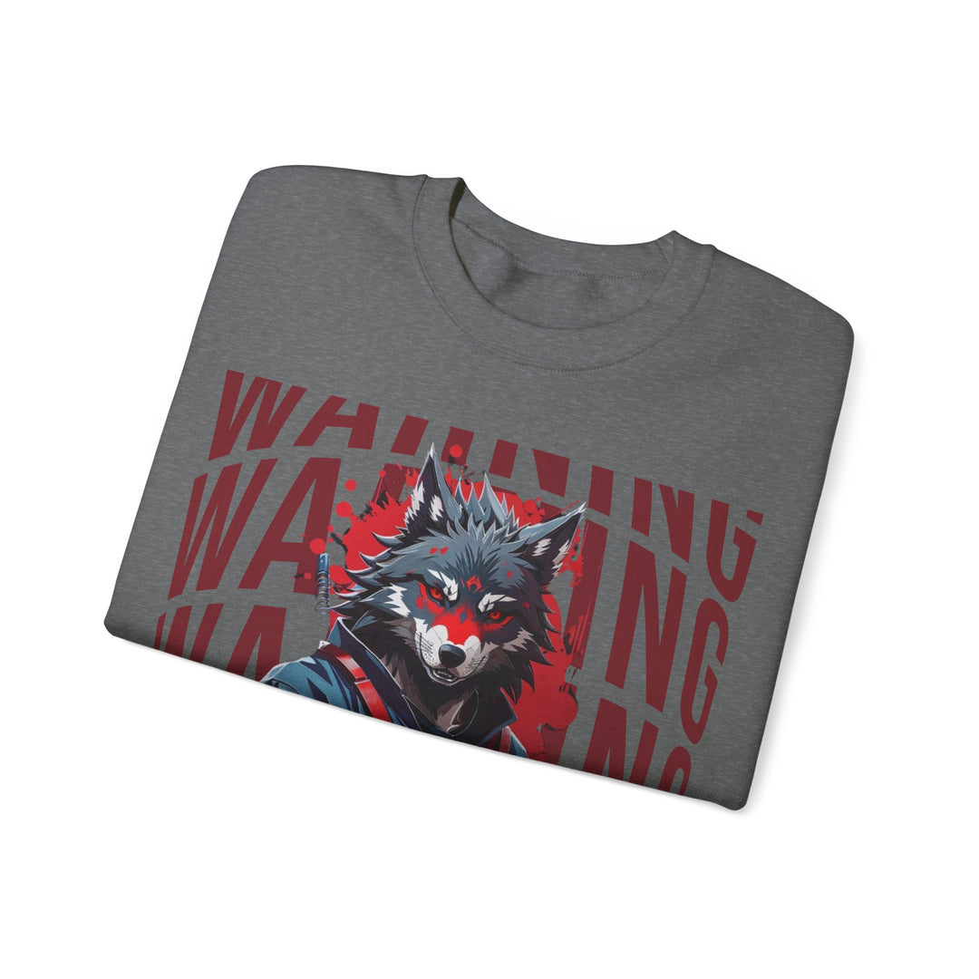 Warning! Warrior Wolf Sweatshirt - Majestic Wolf