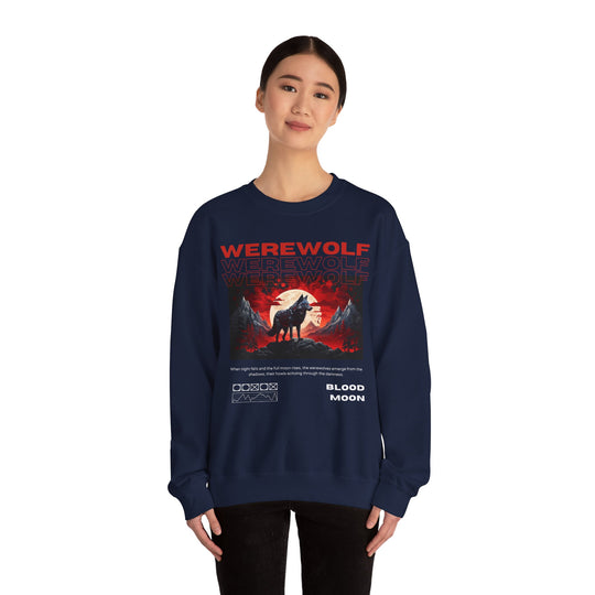 Blood Moon Werewolf Sweatshirt- Moonlit Mountain Lore