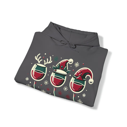 Holiday Cheer Wine Glasses Unisex Hoodie - Wave Fusions