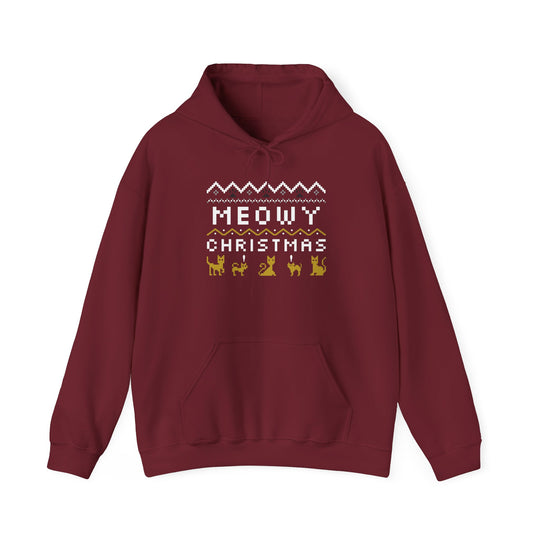 Meowy Christmas Pixel Cat Hoodie