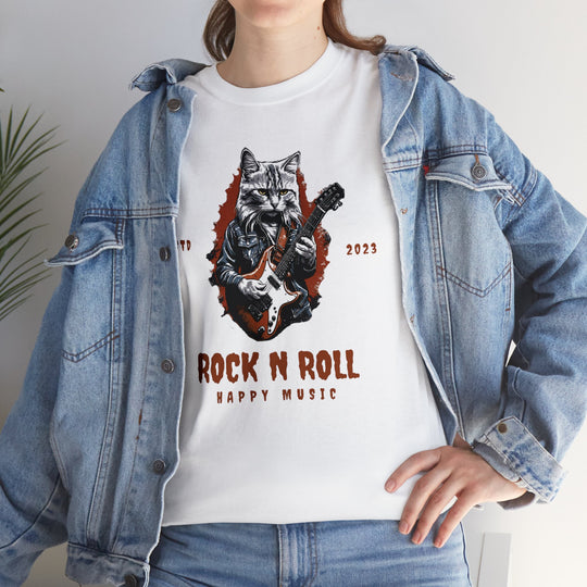 Rock N Roll Cat Guitarist T-Shirt - Happy Tunes