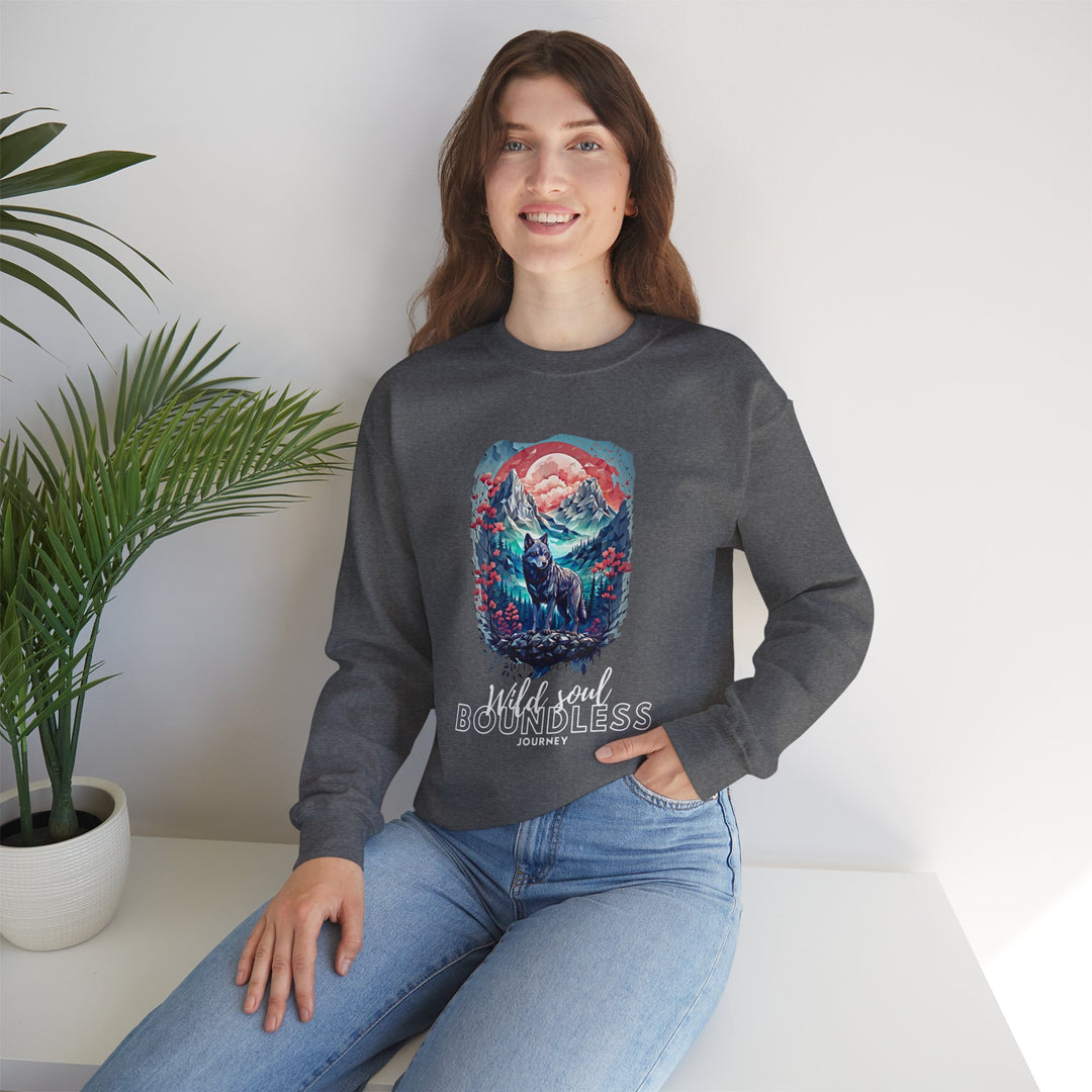 Wild Soul Endless Journey Sweatshirt - Mountain Wolf Spirit