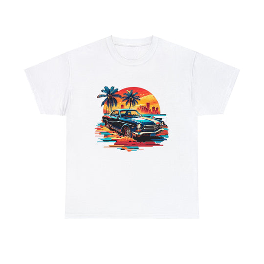 Classic Car Beach Sunset T-shirt   - Vintage City Fashion