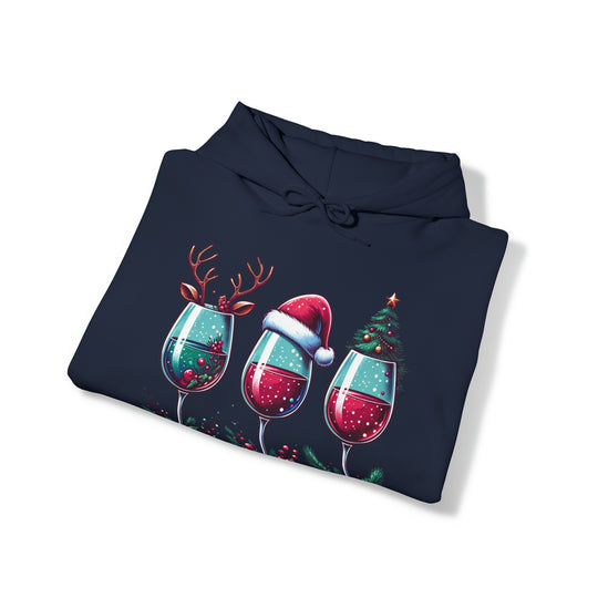 Wine Christmas Spirit Glasses Unisex Hoodie - Wave Fusions