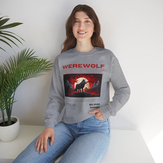 Blood Moon Werewolf Sweatshirt- Moonlit Mountain Lore