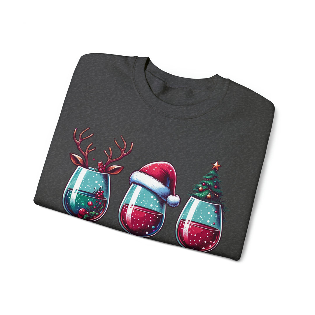 Wine Christmas Spirit Glasses Unisex Sweatshirt - Wave Fusions