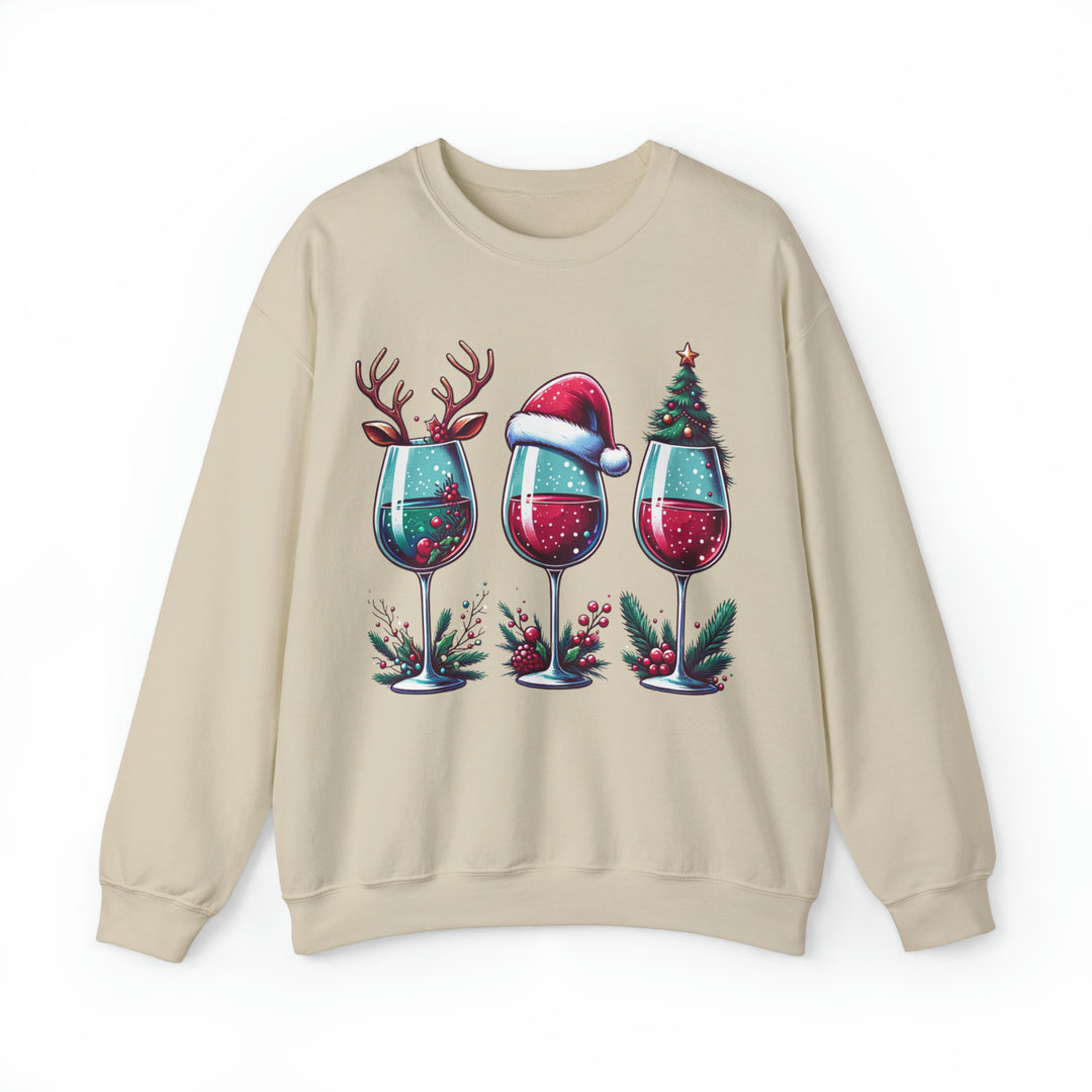 Wine Christmas Spirit Glasses Unisex Sweatshirt - Wave Fusions