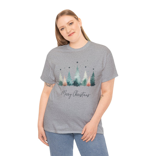 Star & Snow Cute Christmas Trees Unisex T Shirt - Wave Fusions