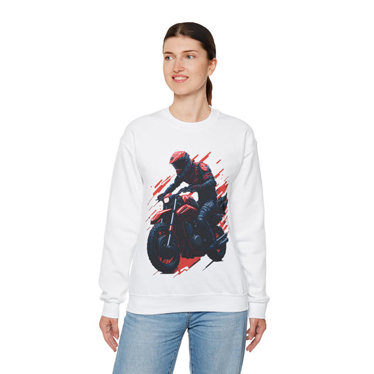 Biker Unisex Heavy Blend Crewneck Sweatshirt - Wave Fusions