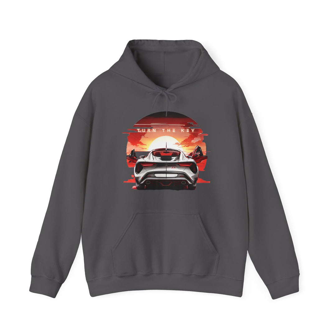 Turn the Key Redline Sunset Car Hoodie - Wave Fusions Thrill Seeker Collection