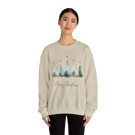 Stars & Snow Cute Christmas Trees Unisex Sweatshirt - Wave Fusions