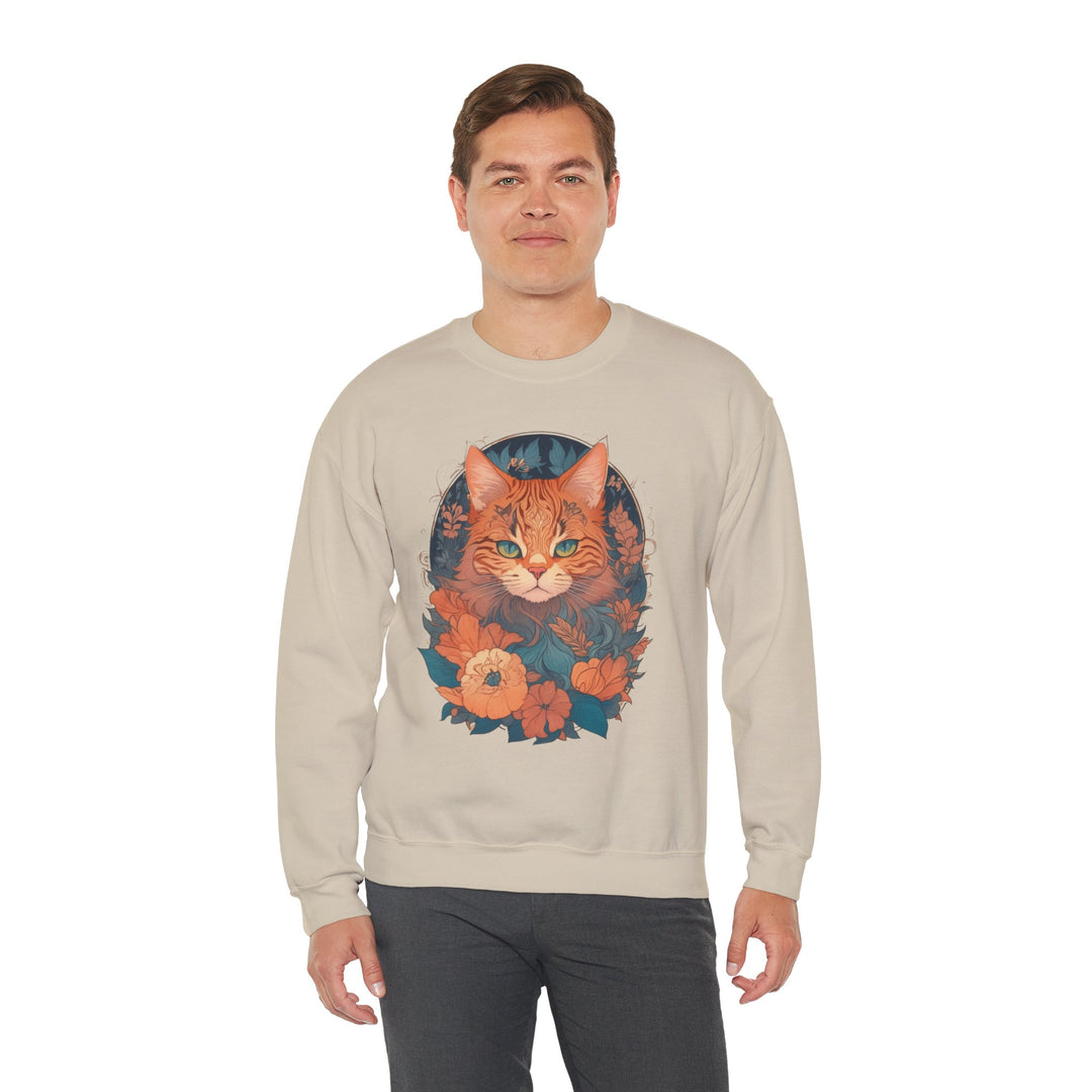 Garden Gaze Cat Petals and Paws Sweatshirt - Blooming Cat