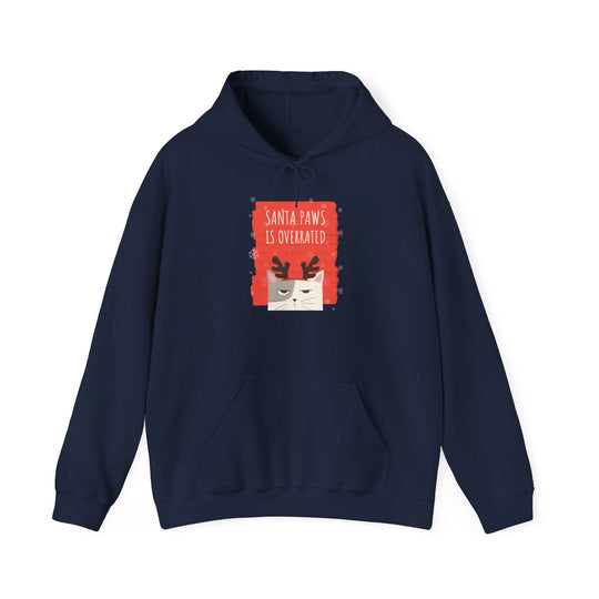 Overrated Santa Paws Festive Cat Hoodie