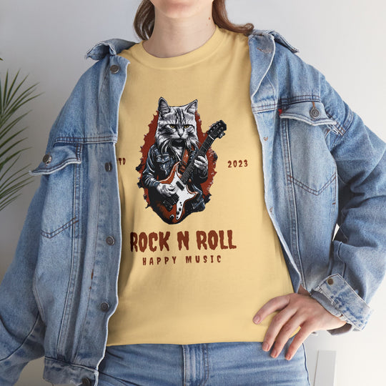 Rock N Roll Cat Guitarist T-Shirt - Happy Tunes