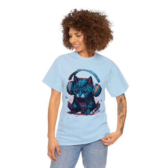 Cat With Headset Unisex Heavy Cotton Tee