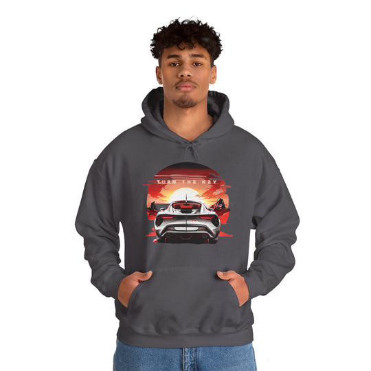 Turn the Key Redline Sunset Car Hoodie - Wave Fusions Thrill Seeker Collection