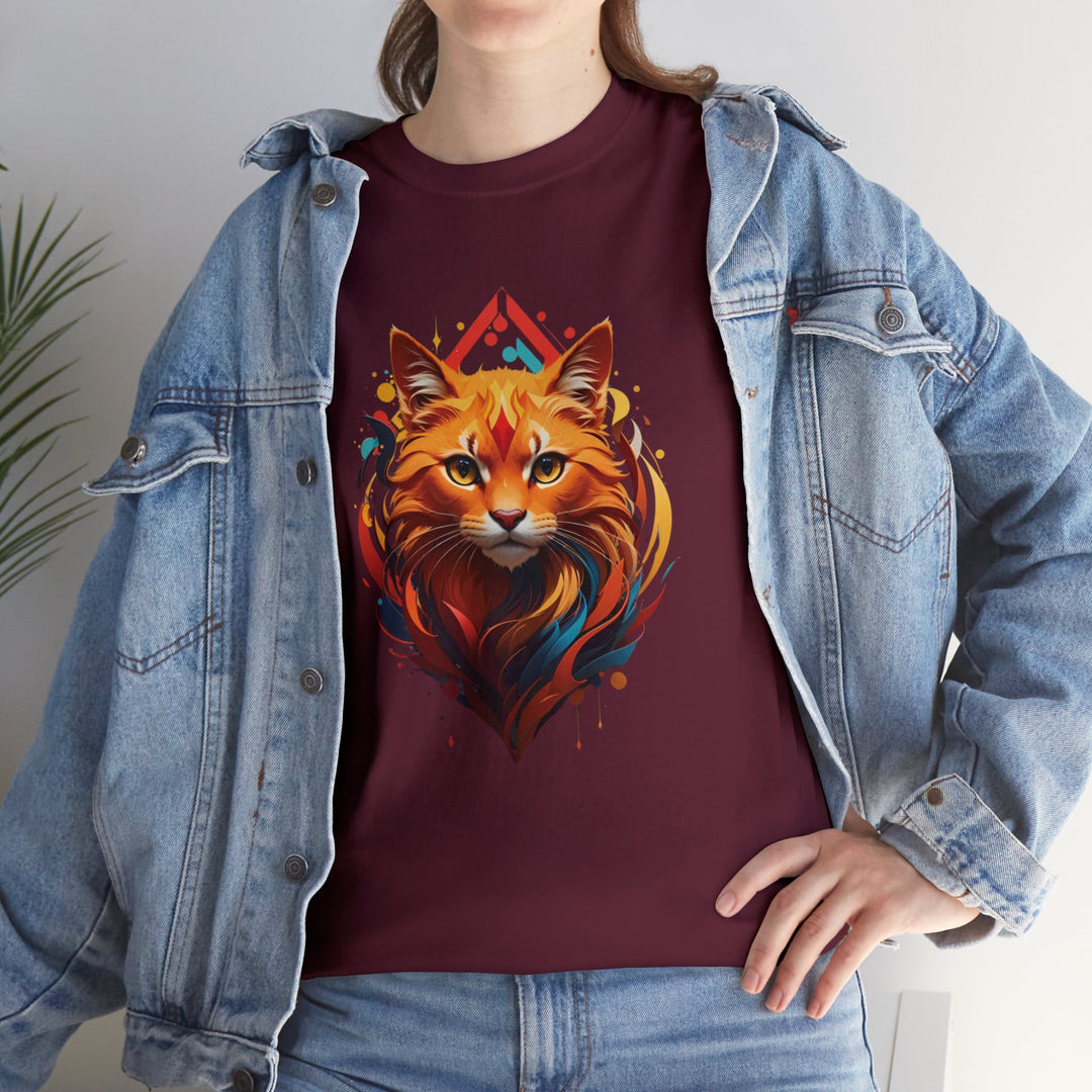 Flame Spirit Cat T-Shirt - Wildfire Whiskers