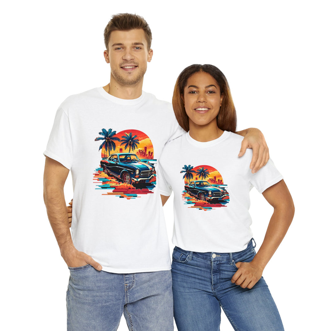 Classic Car Beach Sunset T-shirt   - Vintage City Fashion