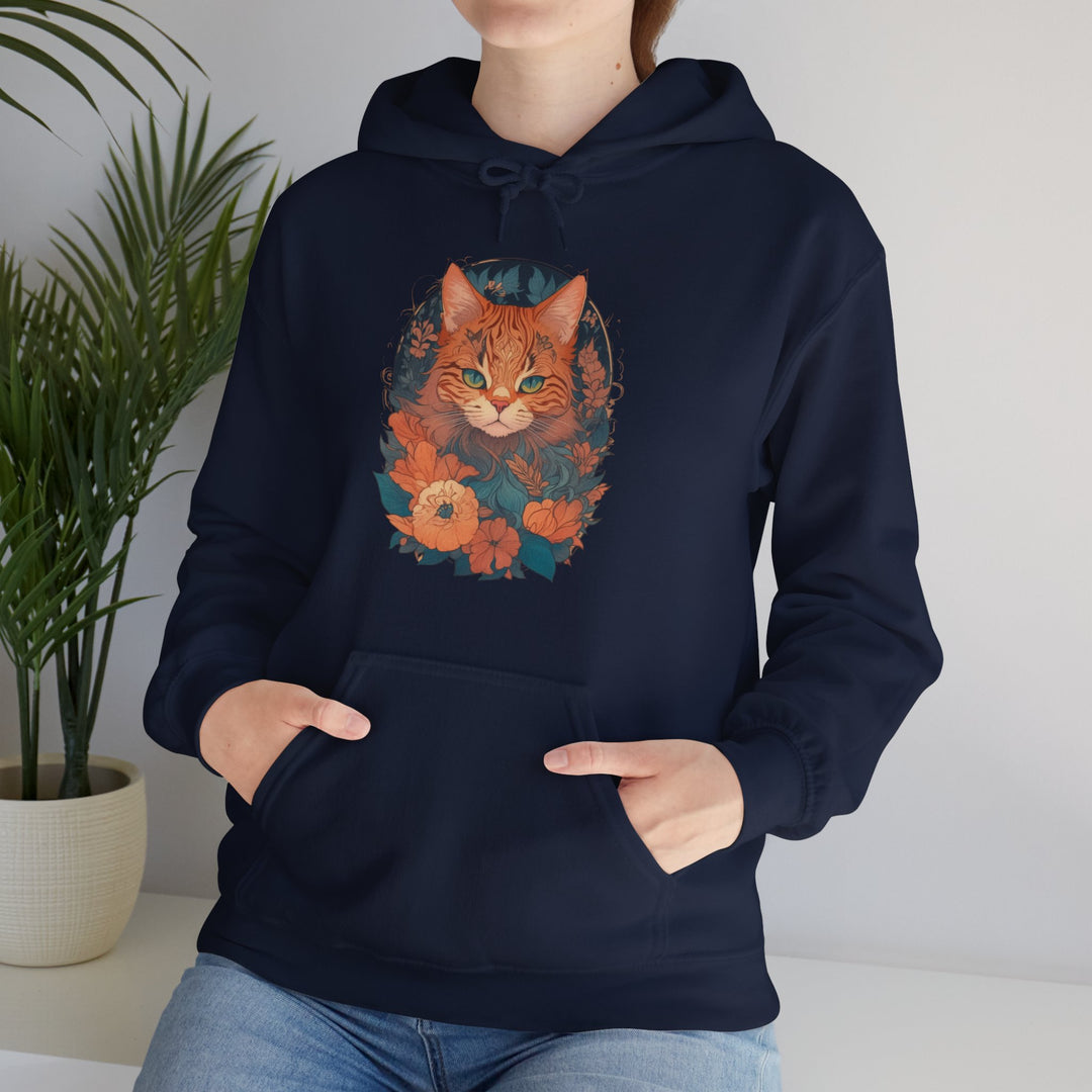 Garden Gaze Cat Petals and Paws Hoodie - Blooming Cat