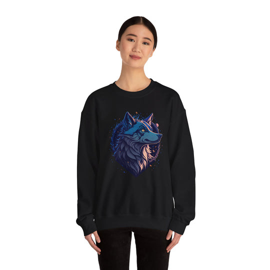 Lone Wolf Majesty Sweatshirt- Vibrant Wilderness