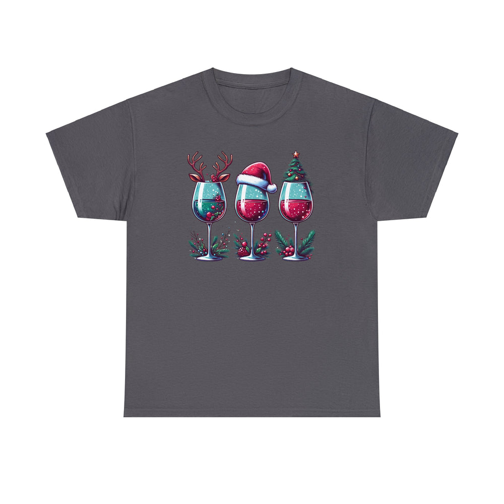 Wine Christmas Spirit Glasses Unisex T Shirt - Wave Fusions