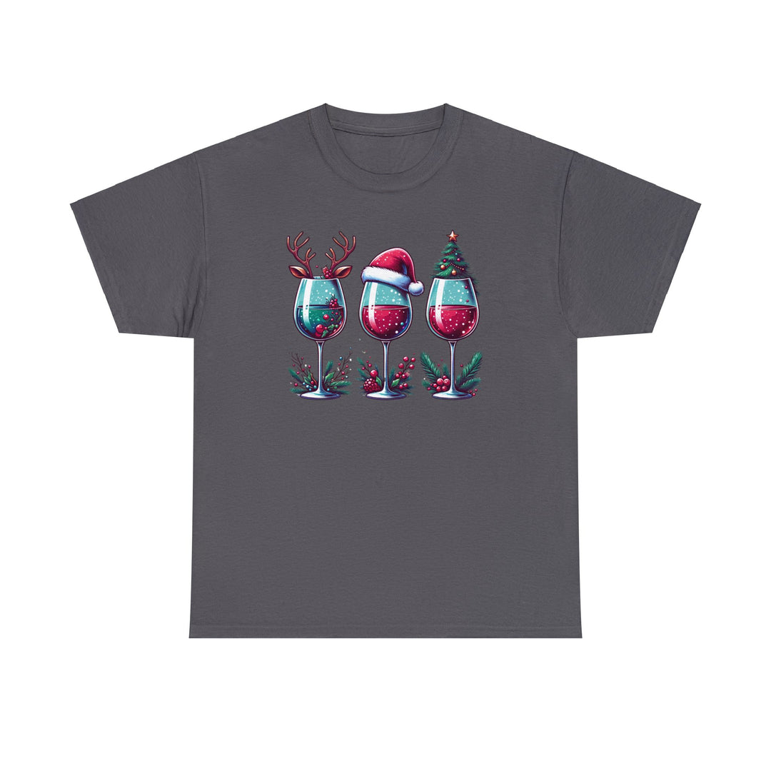 Wine Christmas Spirit Glasses Unisex T Shirt - Wave Fusions