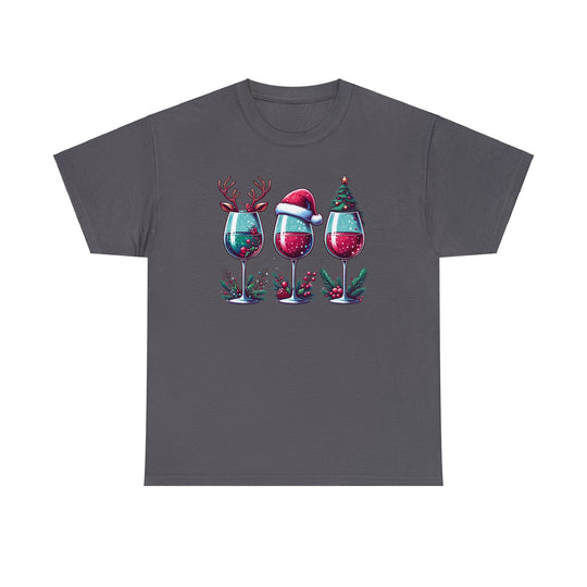 Wine Christmas Spirit Glasses Unisex T Shirt - Wave Fusions