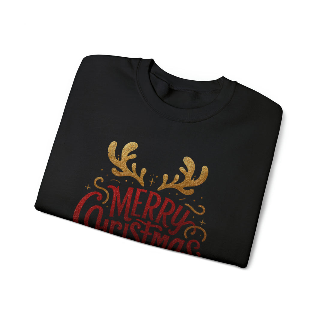 Deer Antlers Merry Christmas Unisex Sweatshirt - Wave Fusions