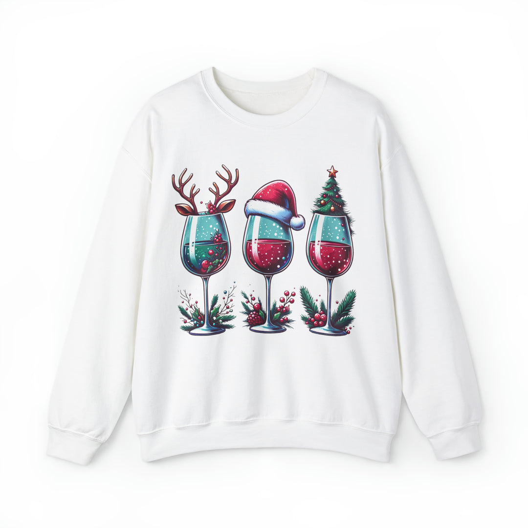 Wine Christmas Spirit Glasses Unisex Sweatshirt - Wave Fusions