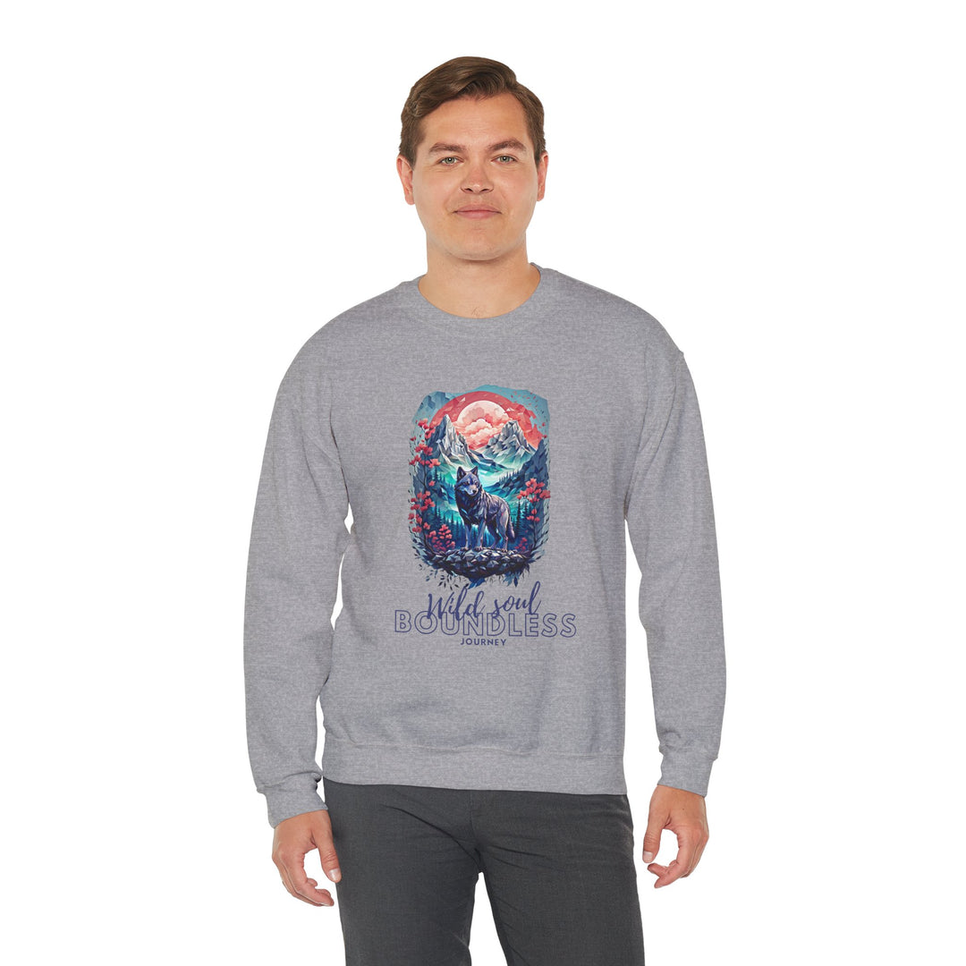 Wild Soul Endless Journey Sweatshirt - Mountain Wolf Spirit