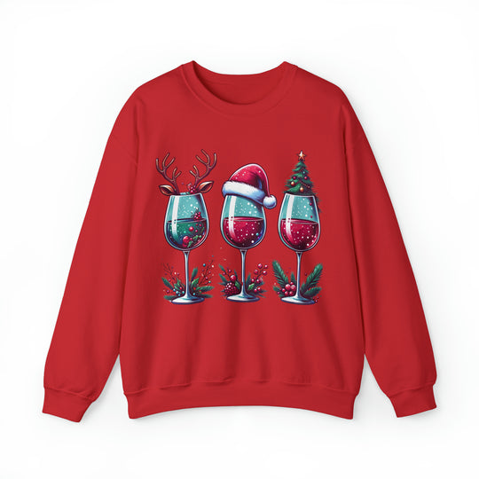 Wine Christmas Spirit Glasses Unisex Sweatshirt - Wave Fusions