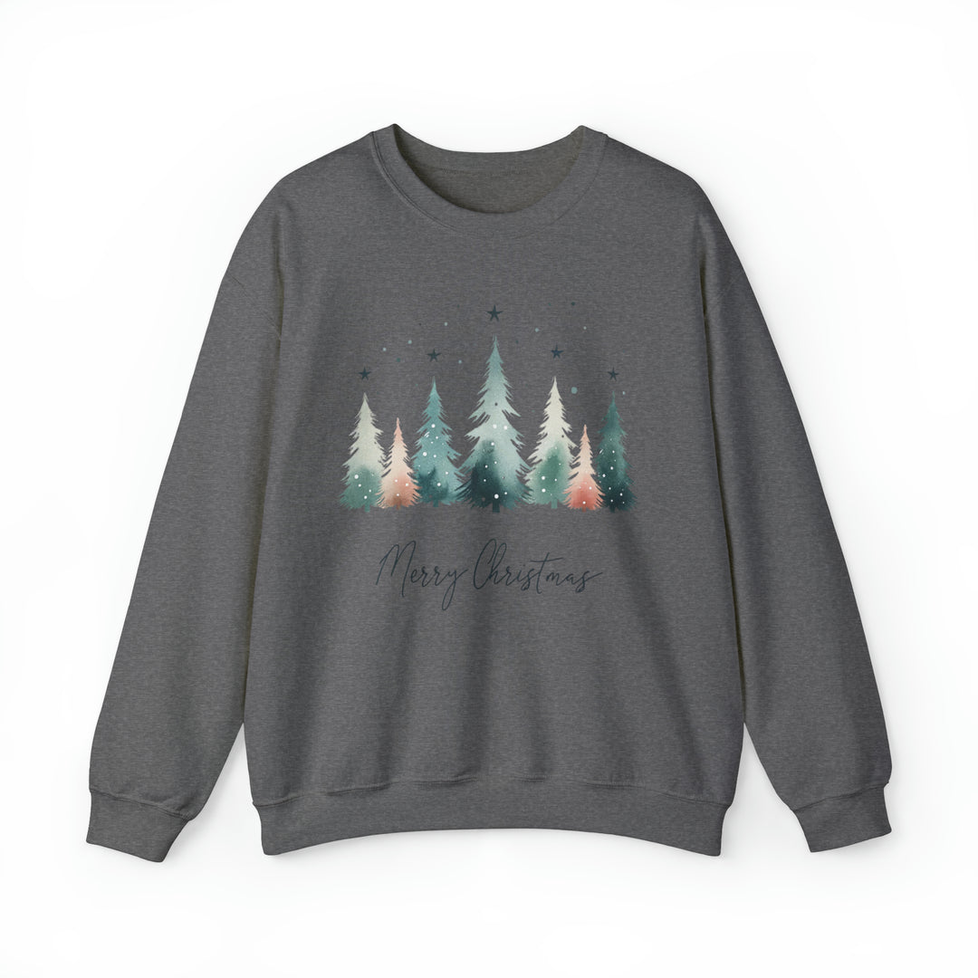 Stars & Snow Cute Christmas Trees Unisex Sweatshirt - Wave Fusions