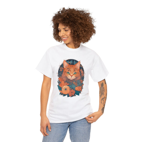 Garden Gaze Cat Petals and Paws T-shirt - Blooming Cat