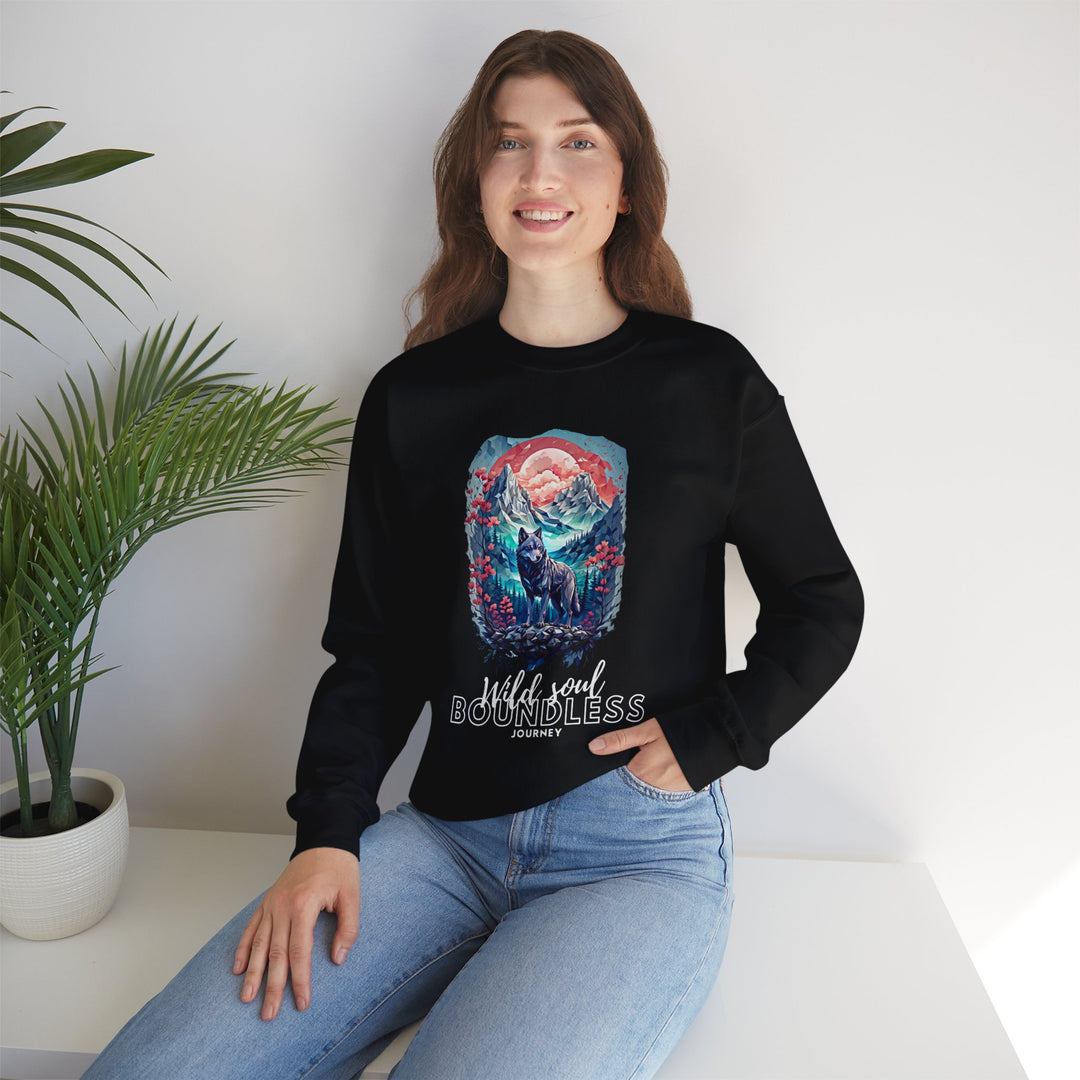 Wild Soul Endless Journey Sweatshirt - Mountain Wolf Spirit