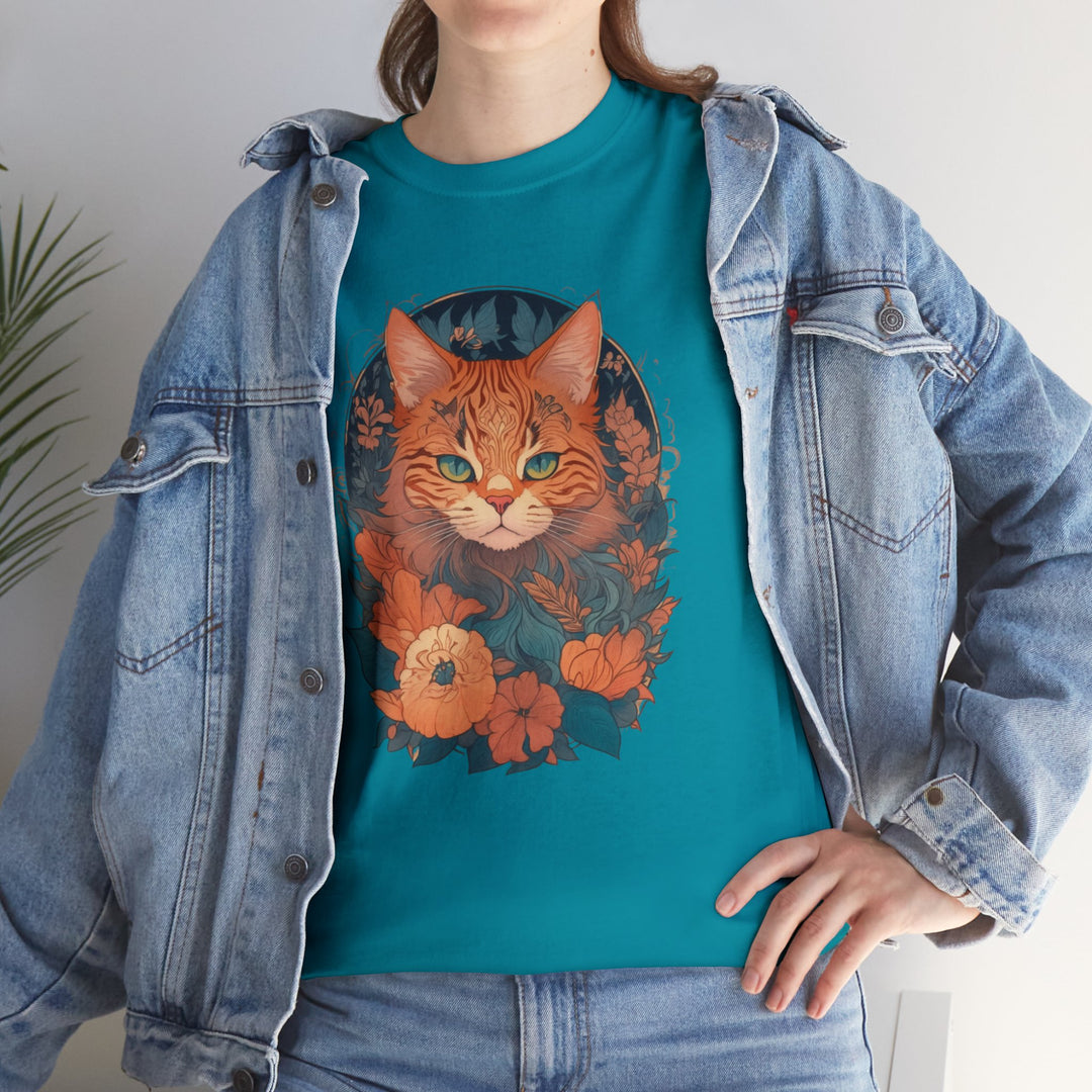 Garden Gaze Cat Petals and Paws T-shirt - Blooming Cat