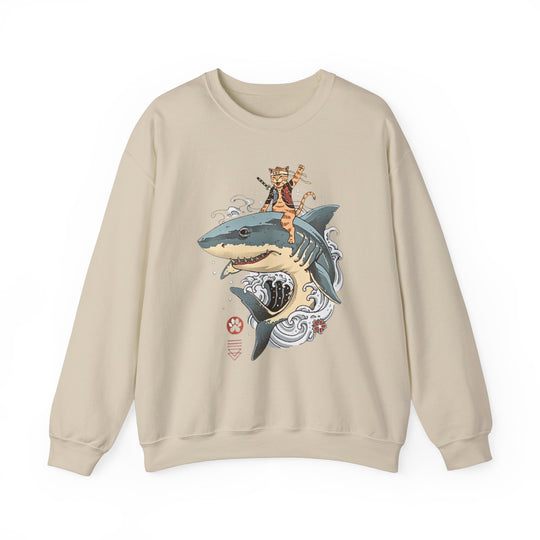 Shark Rider Cat Sweatshirt - Aquatic Adventure Gear