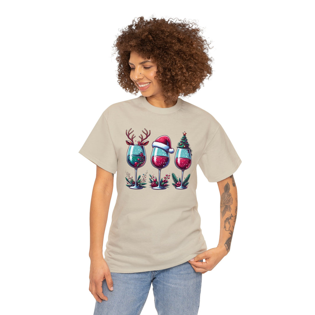 Wine Christmas Spirit Glasses Unisex T Shirt - Wave Fusions