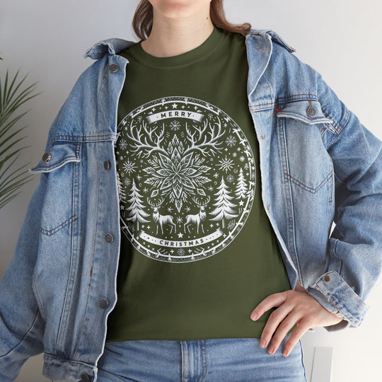 Snowflake Majesty Christmas Medallion Unisex T Shirt - Wave Fusions