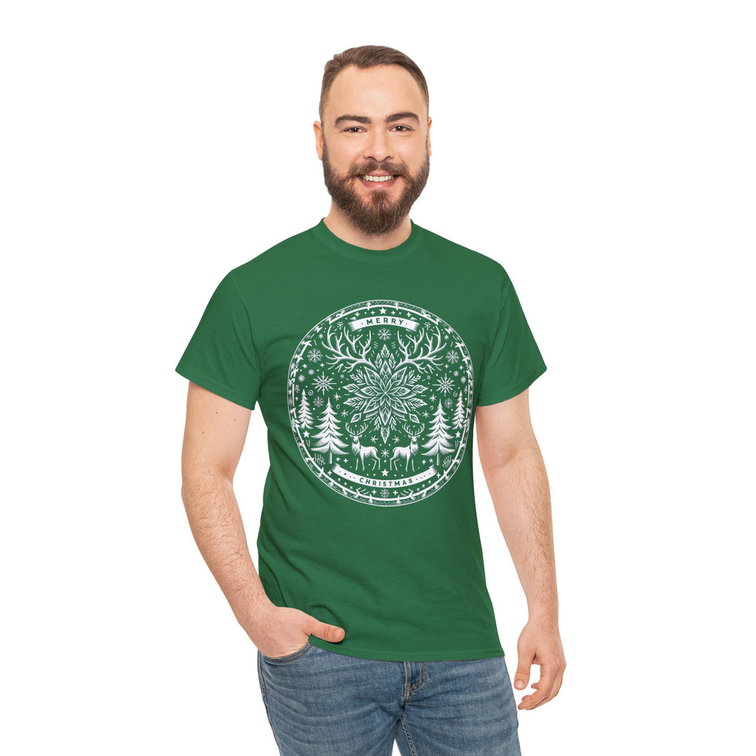 Snowflake Majesty Christmas Medallion Unisex T Shirt - Wave Fusions